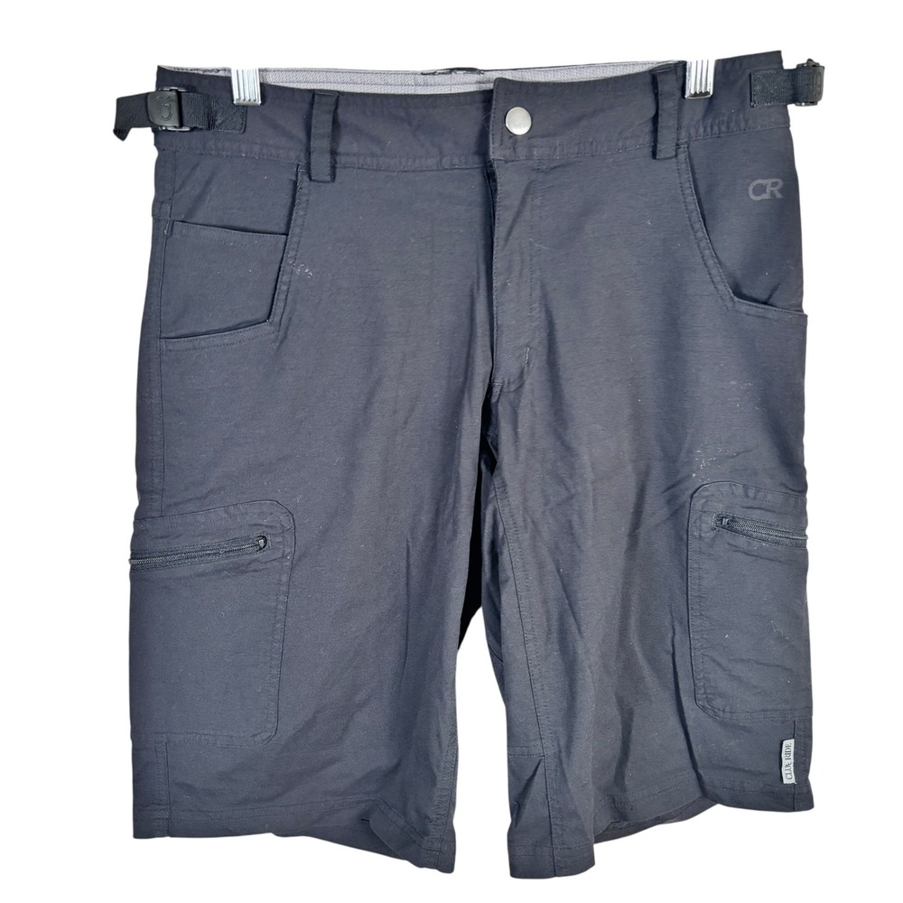 Club Ride Bike Cycling Cargo Shorts Nylon Black Stretch‎ Adjustable Waist Mens S